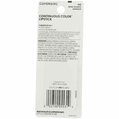 CoverGirl Continuous Color Lipstick, Rose Quartz 415, 0.13-Ounce Bottles (Pack of 2) Beauty & Personal Care COVERGIRL
