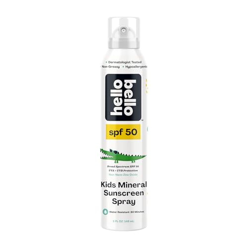 Hello Bello SPF 50 Kids Mineral Sunscreen Spray, Hypoallergenic Broad Spectrum UVA and UVB Protection, Reef Friendly and Water Resistant, 5 oz Beauty & Personal Care Hello Bello