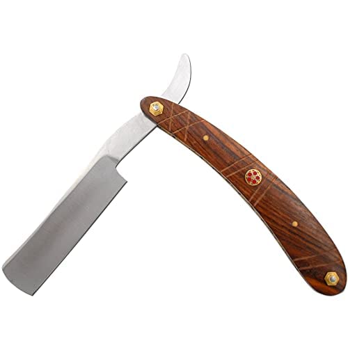 Old Ram Straight Razor - Straight Edge-Razor Red Wood & Bone Handle- Sharp - High Hardness Stainless Steel Cutthroat Straight Edge Blade - Barber Beauty and Personal Care Old Ram