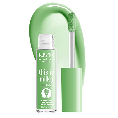 NYX PROFESSIONAL MAKEUP This Is Milky Gloss, Lip Gloss with 12 Hour Hydration, Vegan - Mint Chocolate Chip Shake (Mint Green) Beauty & Personal Care NYX PROFESSIONAL MAKEUP