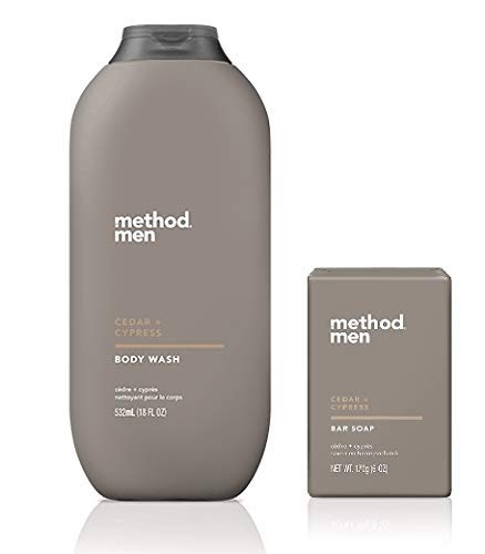 Method Men's - Cedar + Cypress Body Wash 18 Ounce & Cedar + Cyprus Bar Soap - Set of 2 Beauty & Personal Care Method Lights