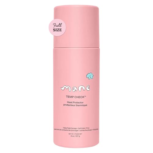 Mane Temp Check Heat Protection Spray for Hair - Anti Frizz Heat Protectant for All Hair Types - Helps Fight Damage, Split Ends & Breakage - Made Beauty & Personal Care Mane