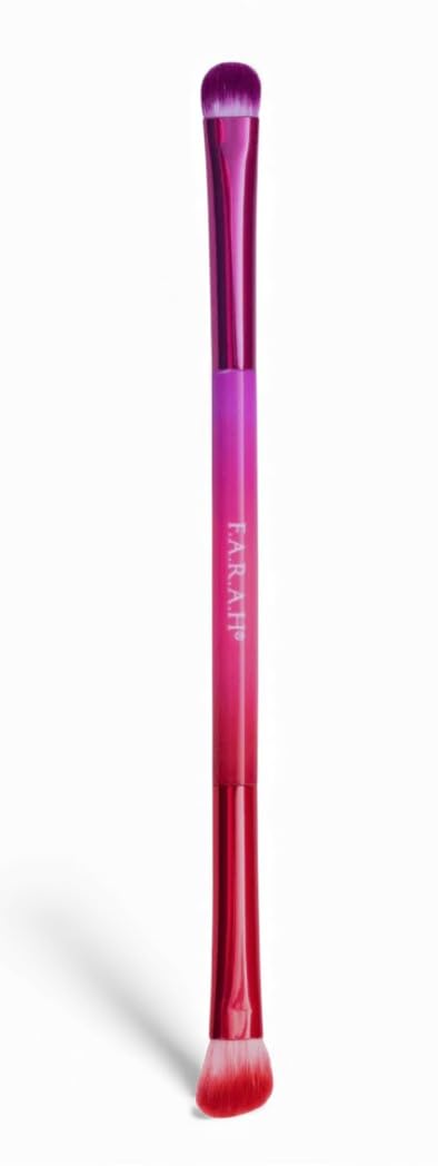 F.A.R.A.H Eye Shader & Contoured Shader - Dual-Ended Eyeshadow Brush with Vegan Bristles and Brass Ferrule Beauty & Personal Care F.A.R.A.H