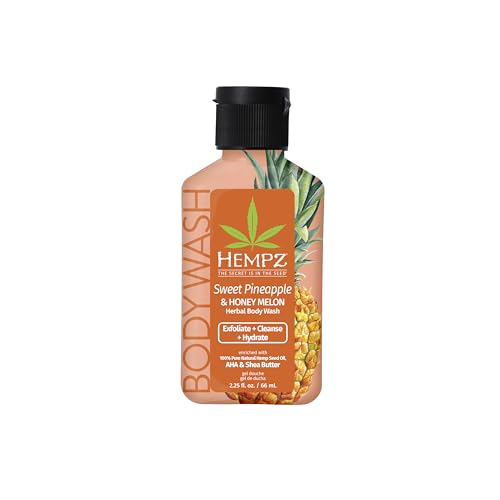 Hempz NEW Mini Body Wash, Sweet Pineapple & Honey Melon Travel Size Shower Gel, 2.25 oz. Beauty & Personal Care Hempz