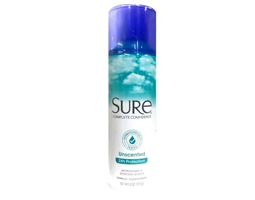 Sure Unscented Aerosol Antiperspirant and Deodorant - 24 Hour Protection for Men and Women - Fast Drying Spray - Pack of 6 Beauty and Personal Care Sure