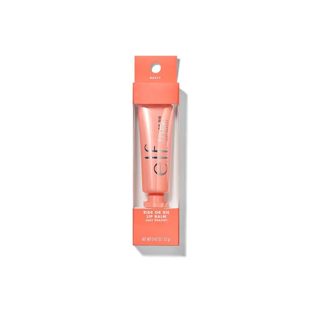 e.l.f. Ride or Die Lip Balm, Ultra-Hydrating Tinted Lip Balm, Infused with Jojoba Oil, Sheer Finish, Just Peachy, 0.42 Oz (12g) Beauty & Personal Care e.l.f.