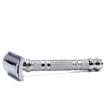 Parker Open Comb Double Edge Safety Razor - Heavyweight Chrome Handle for Closer Shaves - Includes 5 Razor Blades - Ideal for Men with Thick or Coarse Beauty and Personal Care Parker Safety Razor