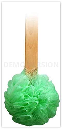 4pk 15" Long Wooden Handle Back Scrubber Bath Shower Mesh Sponge Exfoliating Body Brush Wash Nylon Puff Spa Beauty & Personal Care Bodico