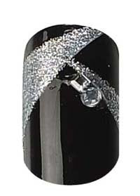 Party Nails, Pre Glued, False Nails, 12 (Black, Silver Rhinestone) Beauty & Personal Care Cala
