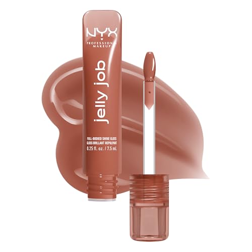NYX PROFESSIONAL MAKEUP Jelly Job Lip Gloss, Lip Tint Gloss with Full-Bodied, Smoothing, and Hyper-Glossy Shine - Toast N' Jelly (Pale Nude) Beauty & Personal Care NYX PROFESSIONAL MAKEUP
