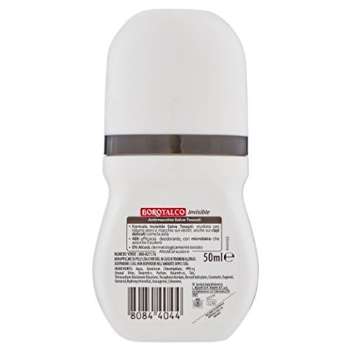 Borotalco:"Invisible" Anti-Stain Deodorant 1.69 Fluid Ounces (50ml) Deo Roll On (Pack of 4) [ Italian Import ] Beauty and Personal Care Borotalco