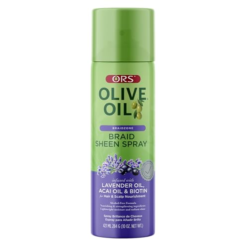 ORS Olive Oil Braidzone Braid Sheen Spray with Lavender, Acai & Biotin for Hair & Scalp Nourishment 10 Ounces