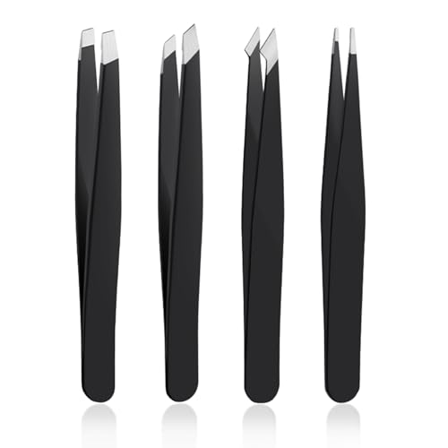 DTDNZKN 4 PCS Stainless Steel Tweezers Set Black Beauty and Personal Care DTDNZKN