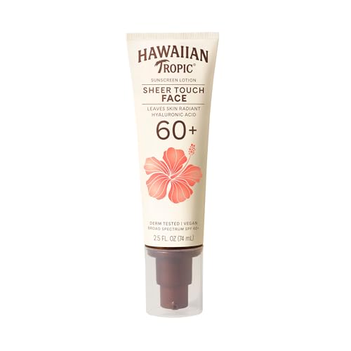 Hawaiian Tropic Sheer Touch Face Sunscreen Lotion SPF 60, 2.5 Fl Oz | Travel Size Sunscreen for Face, Sunblock Lotion, 2.5 Fl Oz Beauty & Personal Care Hawaiian Tropic