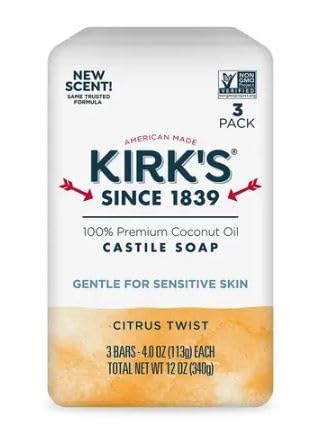Kirk's 100% Premium Coconut Oil Castile Bar Soap, Citrus Twist, 3 Bars, 4 oz (113 g) Each Beauty & Personal Care Kirk's