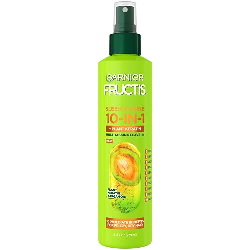 Garnier Fructis Sleek & Shine 10-in-1 for Frizzy, Dry Hair, Plant Keratin, 8.1 Fl Oz, 1 Count (Packaging May Vary) Beauty & Personal Care Garnier