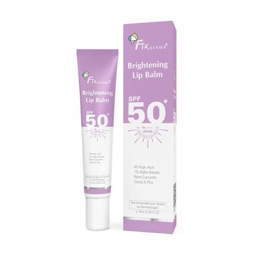 Fix-derma Brightening Lip Balm With SPF 50 PA+++ for Pigmented & Dry Lips - 4% Kojic Acid, 2% Alpha Arbutin - Moisturizes, Hydrates & Brightens Beauty and Personal Care Krishva