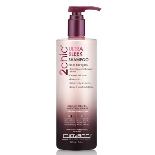GIOVANNI 2chic Ultra-Sleek Shampoo - Brazilian Phyto-Keratin & Moroccan Argan Oil, Anti-Frizz Formula, Coconut, Shea Butter, Pro-Vitamin B5, Color Beauty & Personal Care GIOVANNI