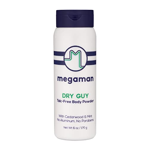 Megaman Sweat Absorbing Body Powder - Dry Guy - Prevents Chafing & Odor - Groin, Body, Feet & More - Talc-Free, All Natural - 6 oz Beauty and Personal Care Megababe