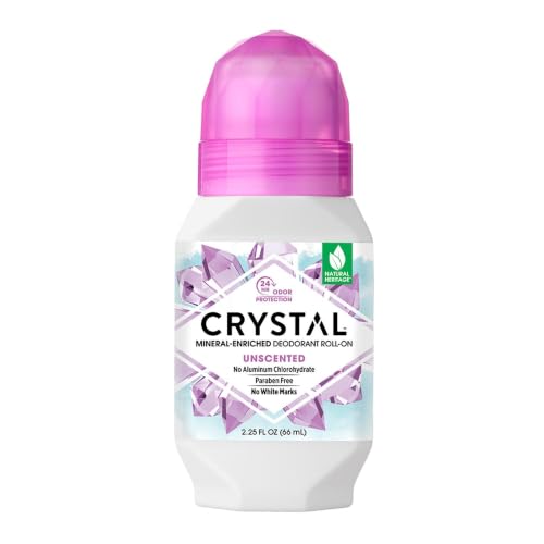 CRYSTAL Mineral Deodorant Roll-On Unscented Body Deodorant With 24-Hour Odor Protection, Aluminum Chloride & Paraben Free, 2.25 FL OZ (Packaging May Beauty and Personal Care Crystal Essence