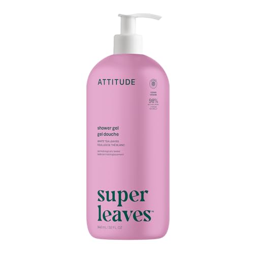 ATTITUDE Soothing Shower Gel, Dermatologically Tested, Plant and Mineral-Based, Vegan Personal Care Products, White Tea Leaves, 32 Fl Oz Beauty & Personal Care ATTITUDE