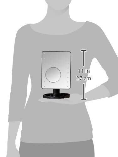 IdeaWorks Light-Up Mirror-Large Mirror with 16 LED Lights for Make-Up, Tweezing, & Other Facial Applications-Rotating Mirror-Magnifier Option-Built-in Beauty & Personal Care IdeaWorks