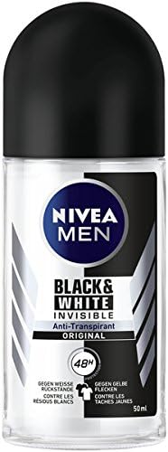 NIVEA MEN Black & White Invisible Deo Roll On in 6 pack (6 x 50 ml) Beauty and Personal Care NIVEA MEN