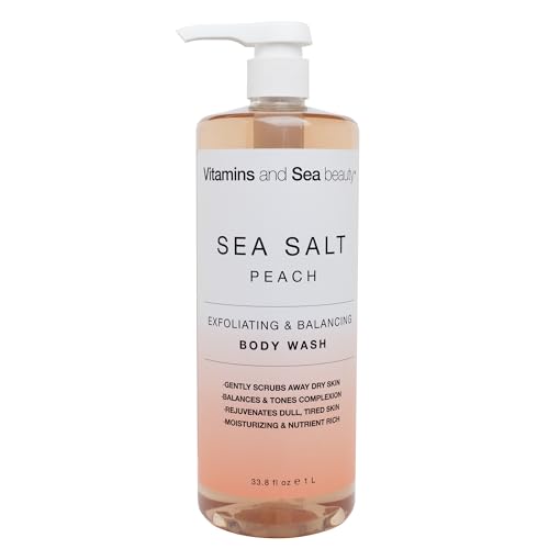 VITAMINS AND SEA BEAUTY Exfoliating & Balancing Body Wash with Sea Salt + Peach, 33.8 fl Oz Beauty & Personal Care VITAMINS AND SEA BEAUTY