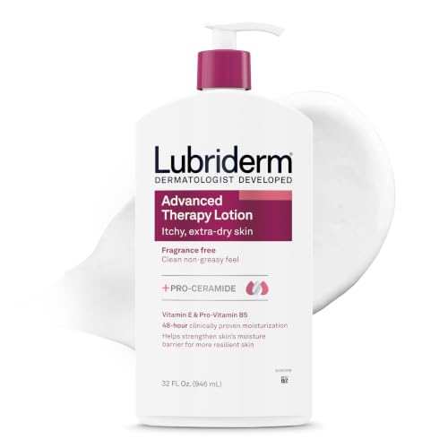 Lubriderm Advanced Therapy Body Lotion, Fragrance-Free Lotion for Extremely Dry Skin, Pro-Ceramide Hydration for Itchy, Dry, Sensitive Skin, Hand Beauty & Personal Care Lubriderm