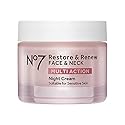 No7 Restore & Renew Multi Action Night Cream for Face & Neck - Nighttime Face Moisturizer with Collagen Peptides - Anti Aging Skin Care for Crepey Beauty & Personal Care No7