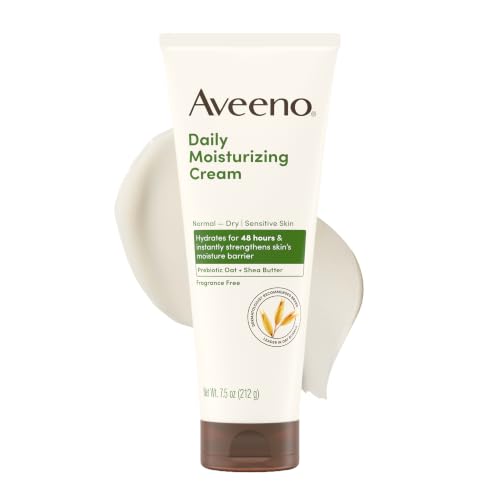 Aveeno Daily Moisturizing Cream Face, Hand, Body Moisturizer with Prebiotic Oat & Shea Butter, for Normal to Dry or Sensitive Skin, Hydrates for 48 Beauty & Personal Care Aveeno