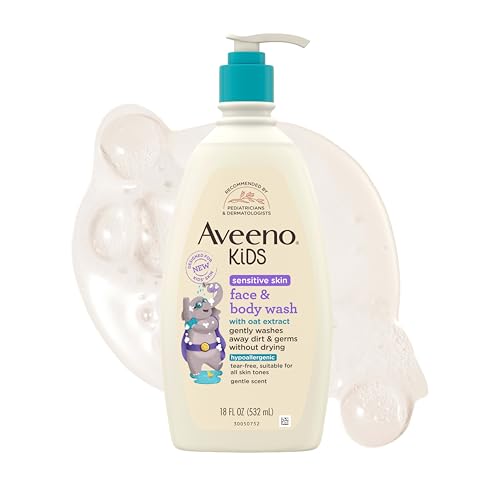 Aveeno Kids Sensitive Skin Face & Body Wash, Nourishing Oat Extract, Wash Away Dirt and Germs Without Drying, Kids Body Wash is Tear-Free Beauty & Personal Care Aveeno Baby