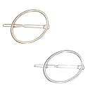LASSUM 2 Pcs Minimalist Dainty Hollow Geometric Round Circle Metal Hairpin Hair Clip for Women and Girls on any Occasion (Gold & Silver) Beauty & Personal Care LASSUM