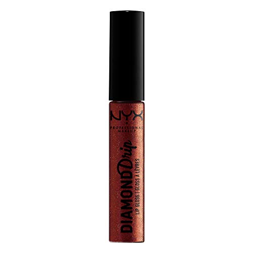 NYX PROFESSIONAL MAKEUP Diamond Drip Lip Gloss - Dressed To Kill, Sheer Plum Base With Gold Duo Chrome Glitter
