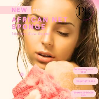 2 Pieces African Bath Net Sponge Exfoliating Shower Body Scrubber, Smooth Skin, Great for Daily use (White & Pink) Beauty and Personal Care Pink Revival