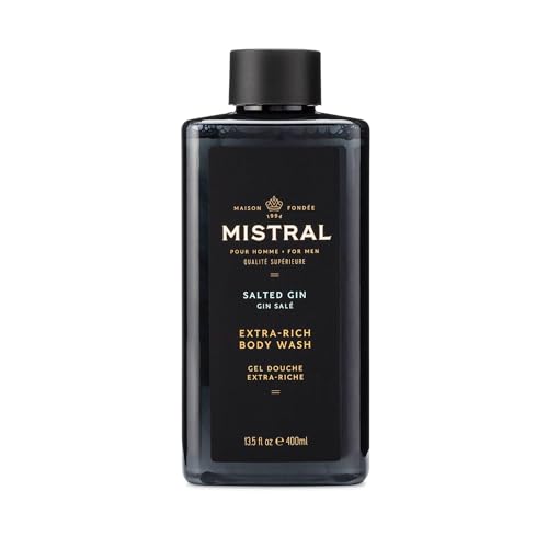Mistral Men's Body Wash & Shampoo, Salted Gin 13.5 oz | 2-in-1 Natural Shower Gel for Men | SLS, Paraben & Phthalate Free | Natural Men’s Body Wash Beauty & Personal Care Mistral
