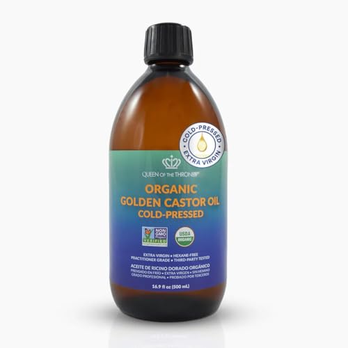 QUEEN OF THE THRONES Organic Golden Castor Oil | 100% Pure for Hair, Skin, Nails, Brows & Lashes | Hexane-Free | USDA Certified [16.9oz (500ml)] Beauty & Personal Care QUEEN OF THE THRONES