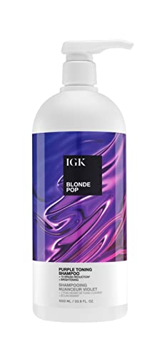IGK BLONDE POP Purple Toning Shampoo Liter | Brighten + Neutralize Brass | Vegan + Cruelty Free | 33.8 Oz Beauty & Personal Care IGK