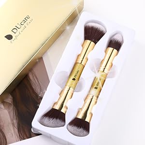 DUcare Makeup Brushes Duo End Foundation Powder Buffer and Contour Brush Synthetic Cosmetic Tools 2Pcs Beauty & Personal Care DUcare