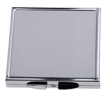 SFS METALIC 1 Square Metal Grey Pocket Mirror Sublimation Dye Heat Transfer Craft Engraved 2.2" x 2.2" Beauty & Personal Care SFS METALIC