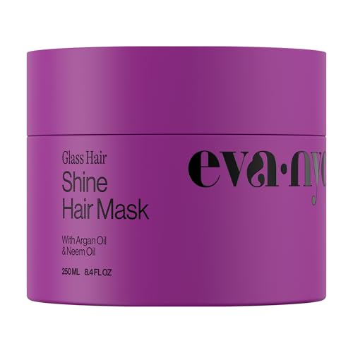 Eva NYC Anti-Frizz Hair Mask for Instant Shine - Argan Oil + Neem Oil - For High Gloss + Glassy Mirror-Like Shine - Nourishing Anti-Frizz Hair Product
