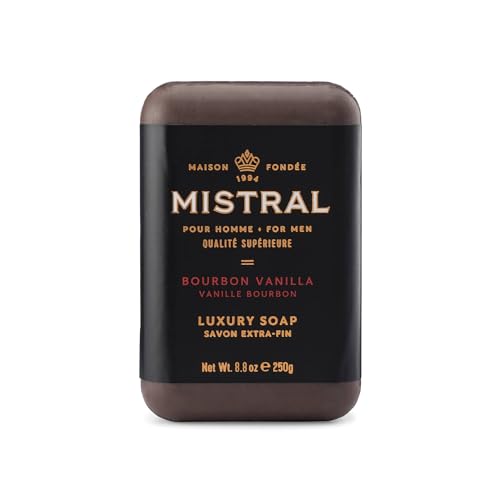 Mistral Bourbon Vanilla Luxury Bar Soap for Men | Men’s Natural Soap Bar | Paraben, Phthalates Free | Moisturizing & Triple-Milled Natural Soap Beauty & Personal Care Mistral