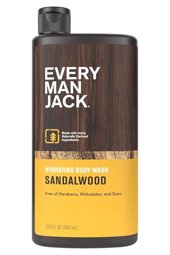 Every Man Jack Body Wash and Shower Gel 16.9 Ounce Sandalwood (499ml) (3 Pack) Beauty & Personal Care Every Man Jack