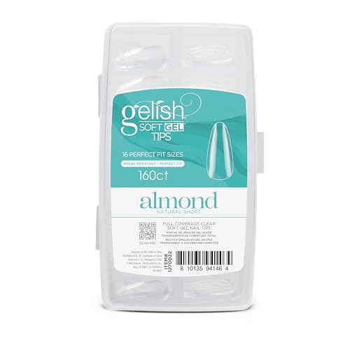 Gelish Soft Gel™ Tips Press on Nails Extension - Short Almond Natural, 160 Count