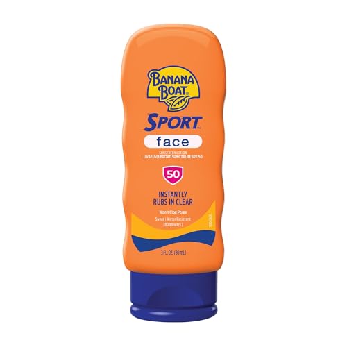 Banana Boat Sport Sunscreen for Face, SPF 50, 3Fl Oz, Banana Boat Sunscreen SPF 50, Travel Size, Sunblock, Mini Sunscreen for Dry Skin Face, 3Fl Oz Beauty & Personal Care Banana Boat