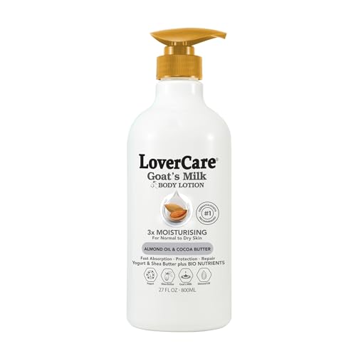 Lovercare Goat Milk Body Lotion for Dry Skin Almond Oil & Cocoa Butter 27.05oz (800ml) - Single… Beauty & Personal Care Lover's Care