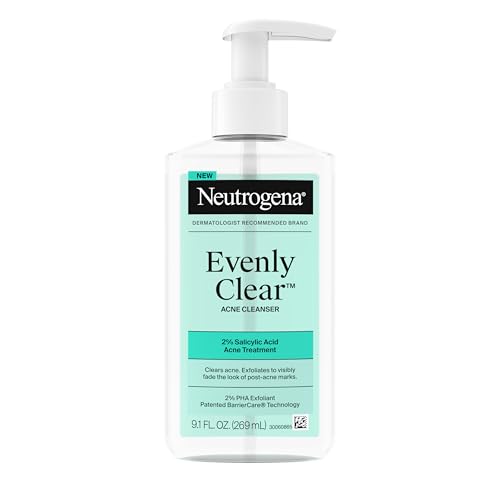 Neutrogena Evenly Clear Acne Cleanser with 2% Salicylic Acid & 2% PHA Exfoliant, Gentle Foaming Face Wash Clears Clogged Pores & Blackheads While Beauty & Personal Care Neutrogena