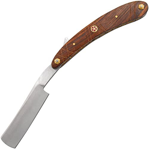 Old Ram Straight Razor - Straight Edge-Razor Red Wood & Bone Handle- Sharp - High Hardness Stainless Steel Cutthroat Straight Edge Blade - Barber Beauty and Personal Care Old Ram