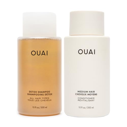 OUAI Detox Shampoo & Medium Hair Conditioner Bundle - Clarifying Shampoo for Build Up, Dirt, Oil, Product and Hard Water & Hydrating Conditioner Beauty & Personal Care OUAI