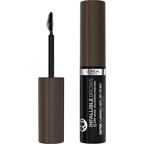 L'Oreal Paris Infallible Volumizing 24H Wear Brow Mascara, Long Lasting Eyebrow Makeup for 2X Fuller Eyebrows, 3.0 Soft Black, 0.13 Fl Oz Beauty & Personal Care L'ORÉAL